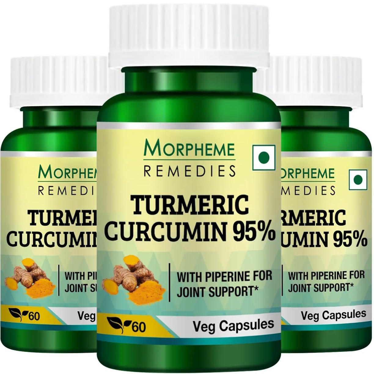 Morpheme Remedies Turmeric Curcumin (95% Curcuminoids) with Piperine For Faster Absorption - 500mg Extract - 60 Veg Caps - 3 Bottles (B07BK5M5BL) Amazon Price History, Amazon Price Tracker