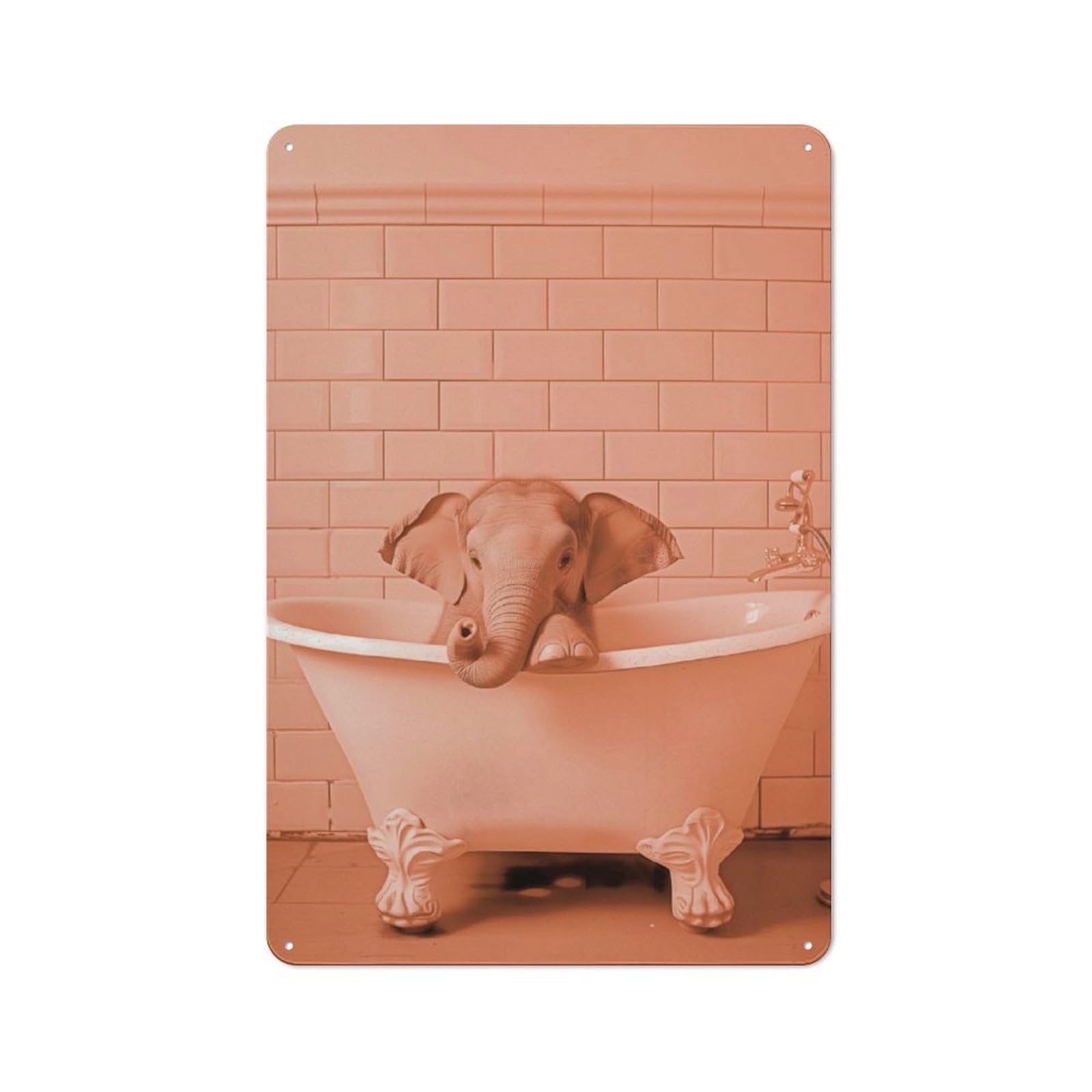 Junmoney Elephant In A Bathtub Metal Plaque 30X20cm With For Garage Wall, Vintage Decor, For Vintage Wall Decor Fans, For Metal Sign Collectors