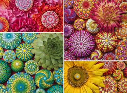 Ravensburger Quebra-cabeça Color Your World Series: Mandala Blooms 500 peças para adultos - 80688 - ferramentas artesanais, feito na Alemanha, cada peça se encaixa perfeitamente