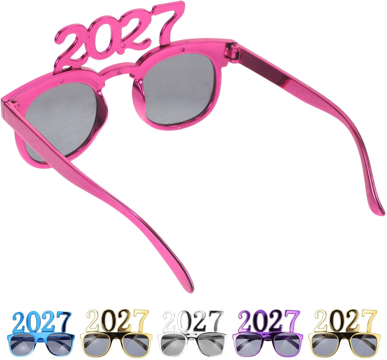 6pcs 2027 New Year Glasses Party Eyewear, Lightweight Plastic Photo Booth Props with Unique 2027 Design, Sturdy and Comfortable for New Year's Eve and Christmas Countdown