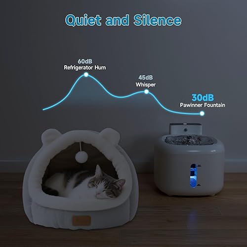Miniatura 5 de Pawinner Fuente de agua para gatos de acero inoxidable, fuente de agua para mascotas de 1.8 L, dispensador automático de agua para mascotas, ventana