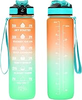 Vista 17 de 32 oz Water Bottles with Times to Drink and Straw, Motivational Water Bottle with Time Marker, Leakproof & BPA Free, Drinking Sports Water Bottle
