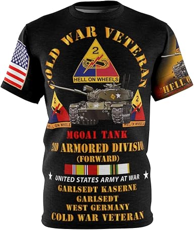 Amazon.com: Impresión completa (AOP) - Veterinario de la Guerra Fría -  Segunda División Blindada - Garlstedt, Alemania - Tanque M60A1 : Ropa,  Zapatos y Joyería