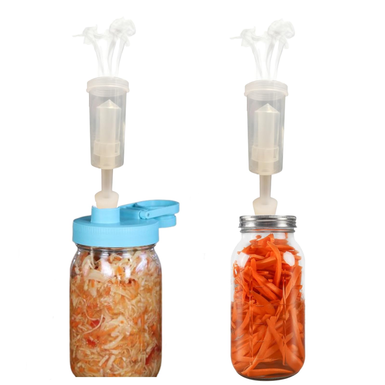 Ncheli 4er Set Gärspund 3-teilig Luftschleuse, Zerlegbar Wasserfalle mit 4 Silikonstopfen Ø17-23mm für Wein, Bier, Sauerkraut & Heimbrau