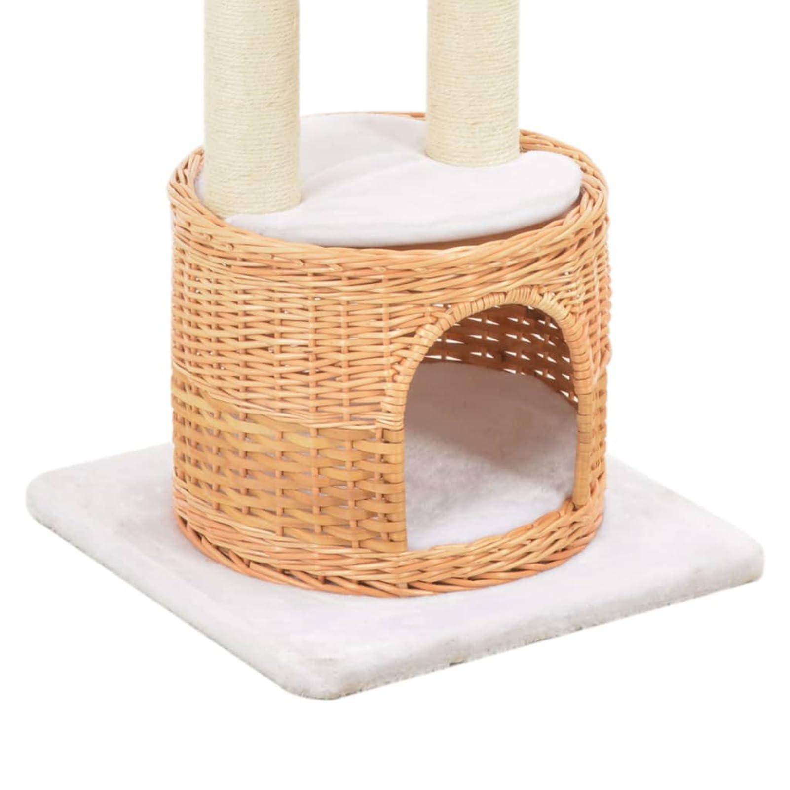 Tidyard Katzen Kratzbaum Sisal Natürliches Weidenholz mit 2 Körben und Haus für Klettern Entspannen Schlafen Katzenspielzeug für Wohnung Haus Garten Katzentoilette