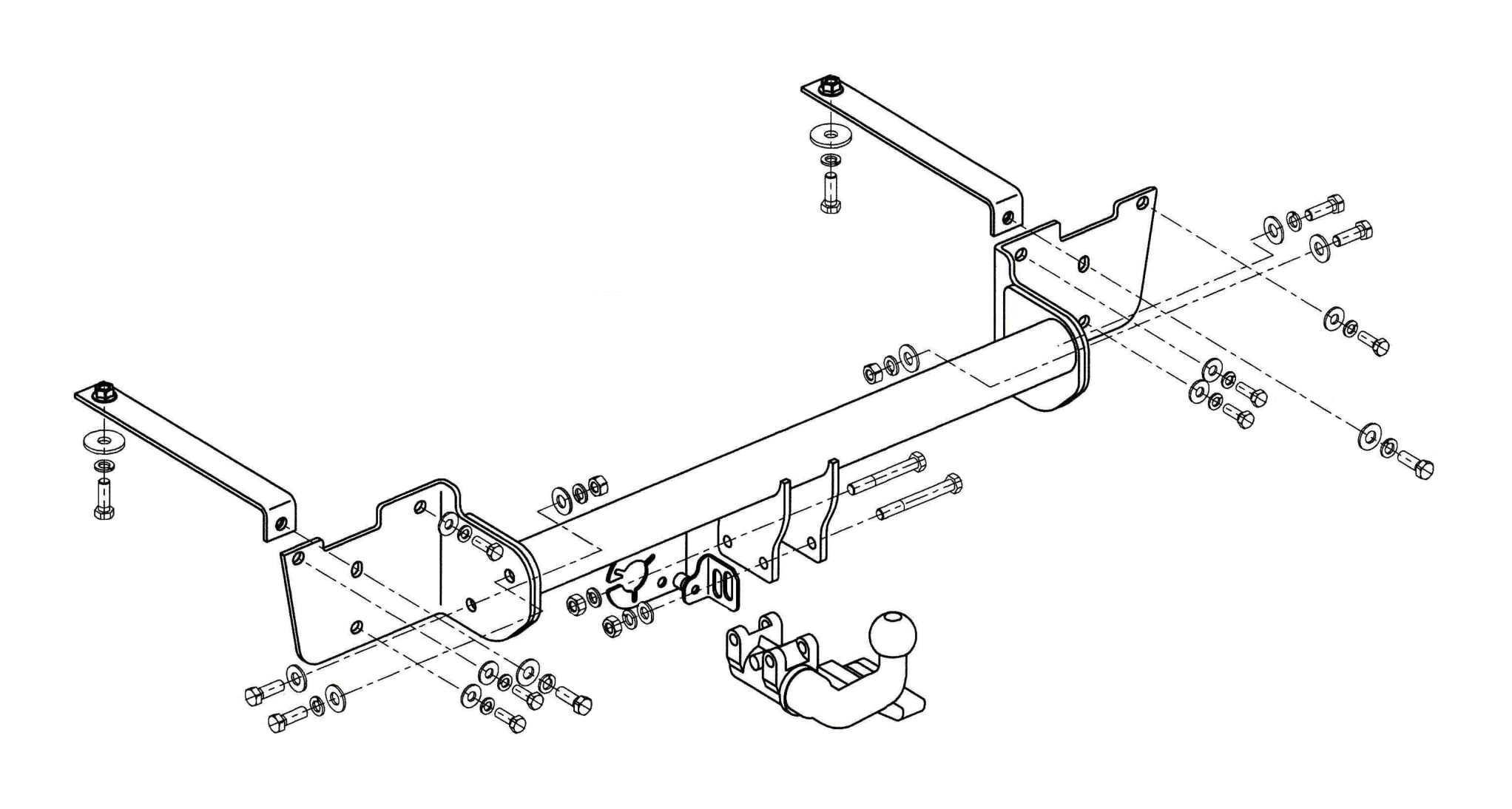 HOOK Gancio traino adatto estraibile orizzontale compatibile con Doblo II 263 van/furgon dal 2010 con kit elettrico universale 13-poli