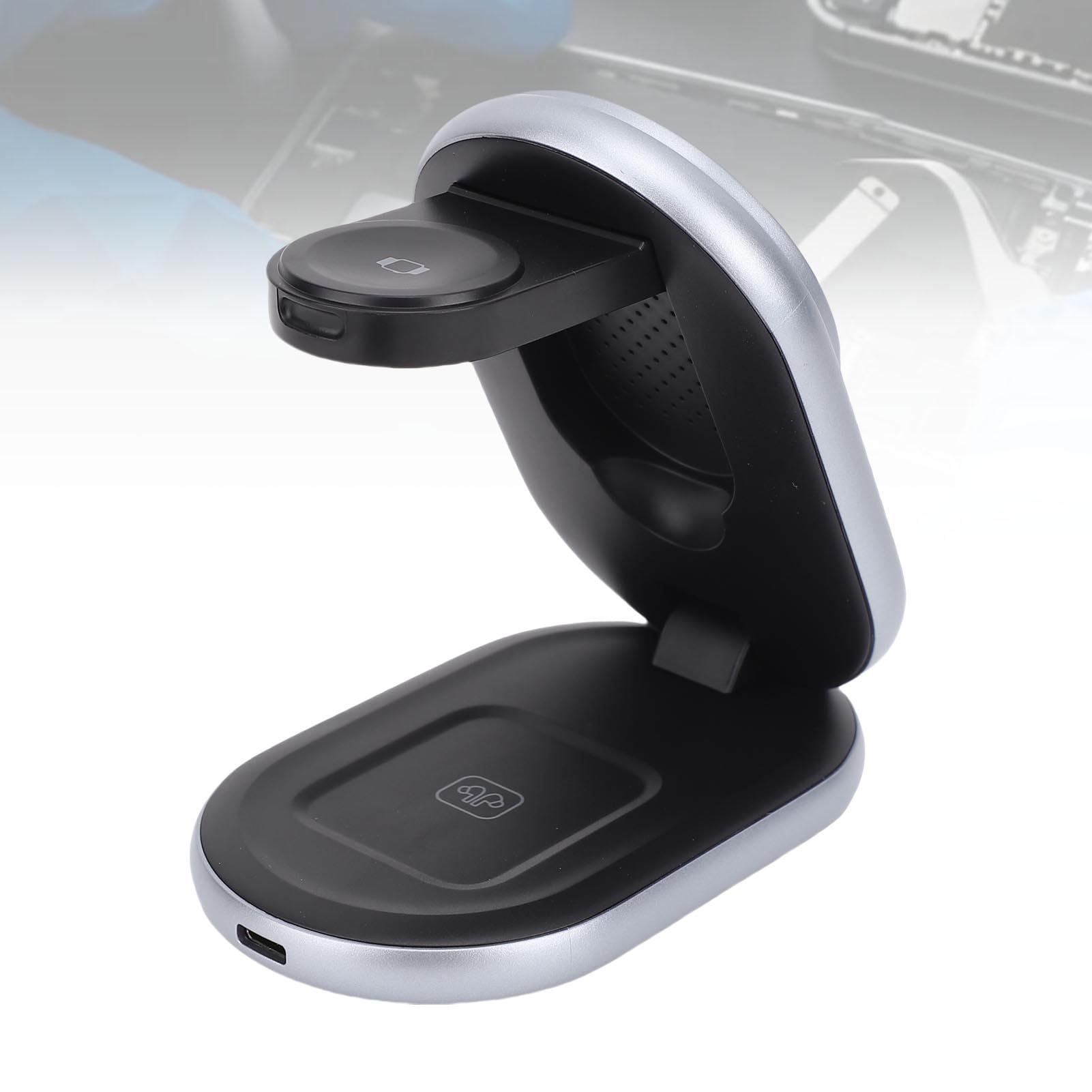 Generic Station de Charge sans Fil 15 W, Chargeur de Bureau à Charge Rapide, Support de Chargeur Magnétique sans Fil pour Téléphone, Montre, écouteurs pour Vidéoconférence Pratique, Matériau