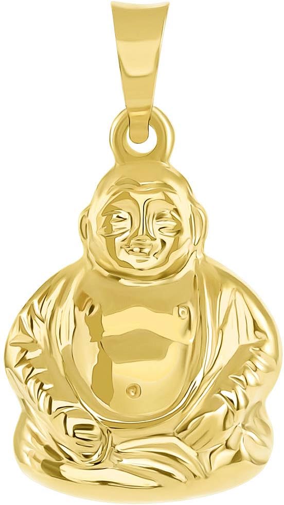 Jewelry America 14k Yellow Gold 3D Meditating Buddha Religious Charm Pendant