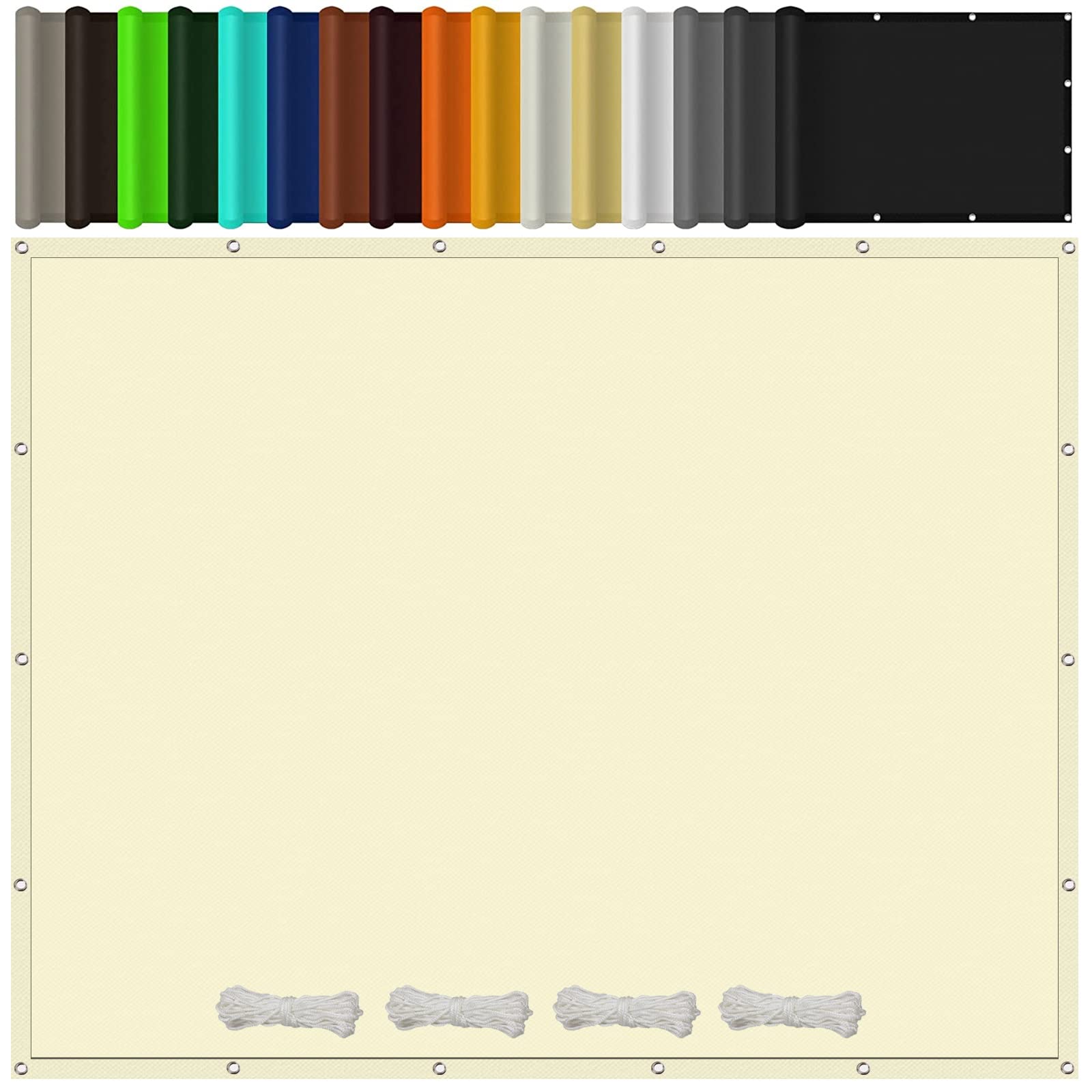 Voile d'ombrage beige imperméable anti-UV 100% pour jardin et balcon