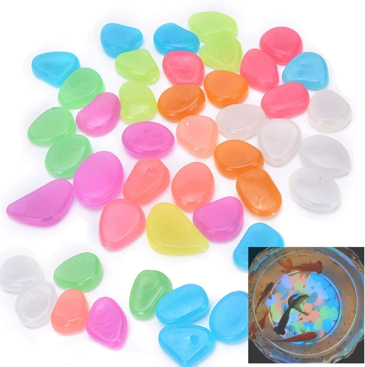 lUmOtY® 100PcS GlOw pEbBlEs, GlOwInG RoCkS, gLoW In tHe dArK PeBbLeS FoR AqUaRiUm, FoR GaRdEn fIsH TaNk aQuArIuM PlAnTeR WaLkWaY-picture-30