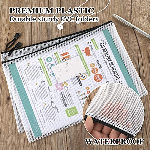 Image of Sooez 20 Pack Mesh Zipper Pouch Bags, A4 Letter Size, Classroom Zipper Bags | Waterproof Bag Organizer with Label Pocket, School Office Teacher Supplies, Storage Pouches Board Game Toy Storage, Black