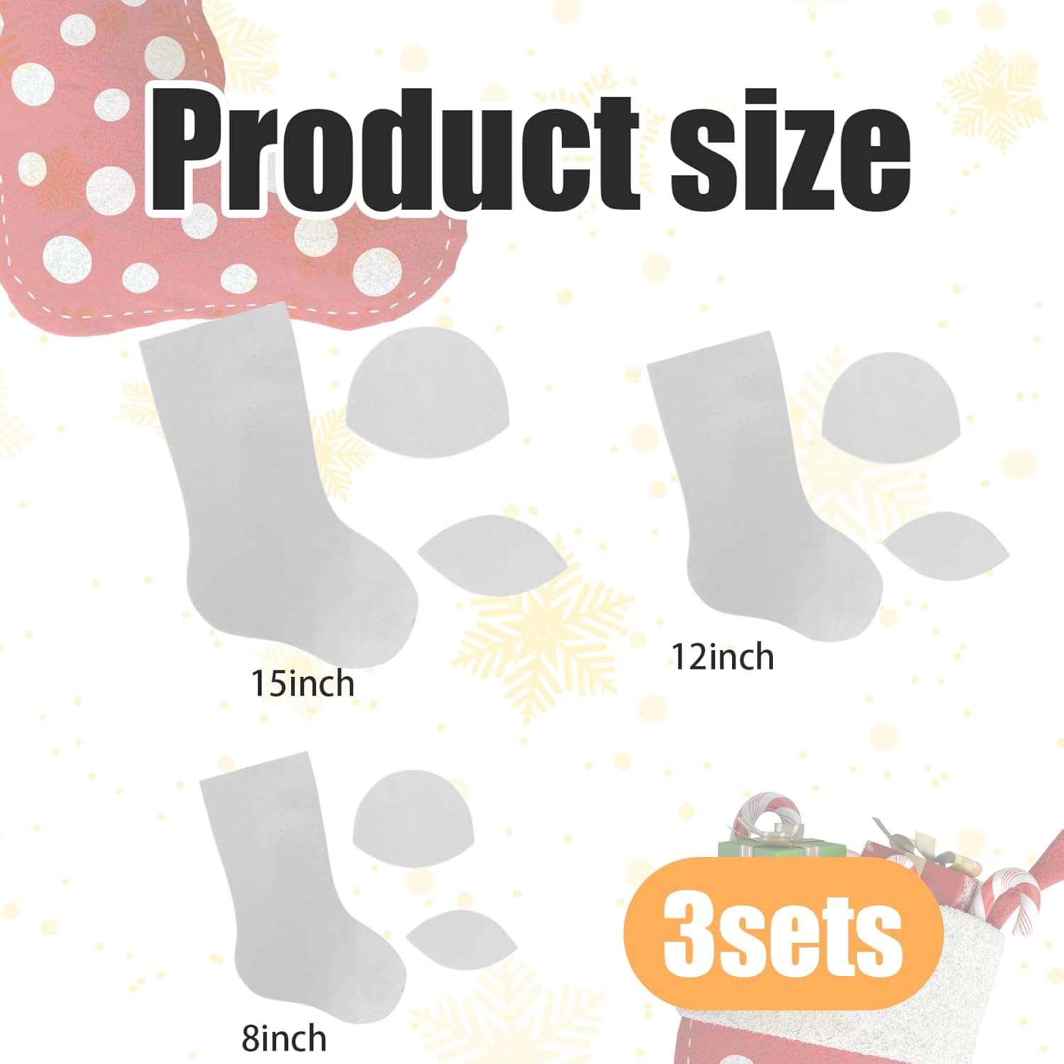 Christmas Stocking Templates - Sewing Pattern DIY Acrylic Templates 8/12/15inch Transparent Sock Stencil Quilting Templates 3Pcs/Set