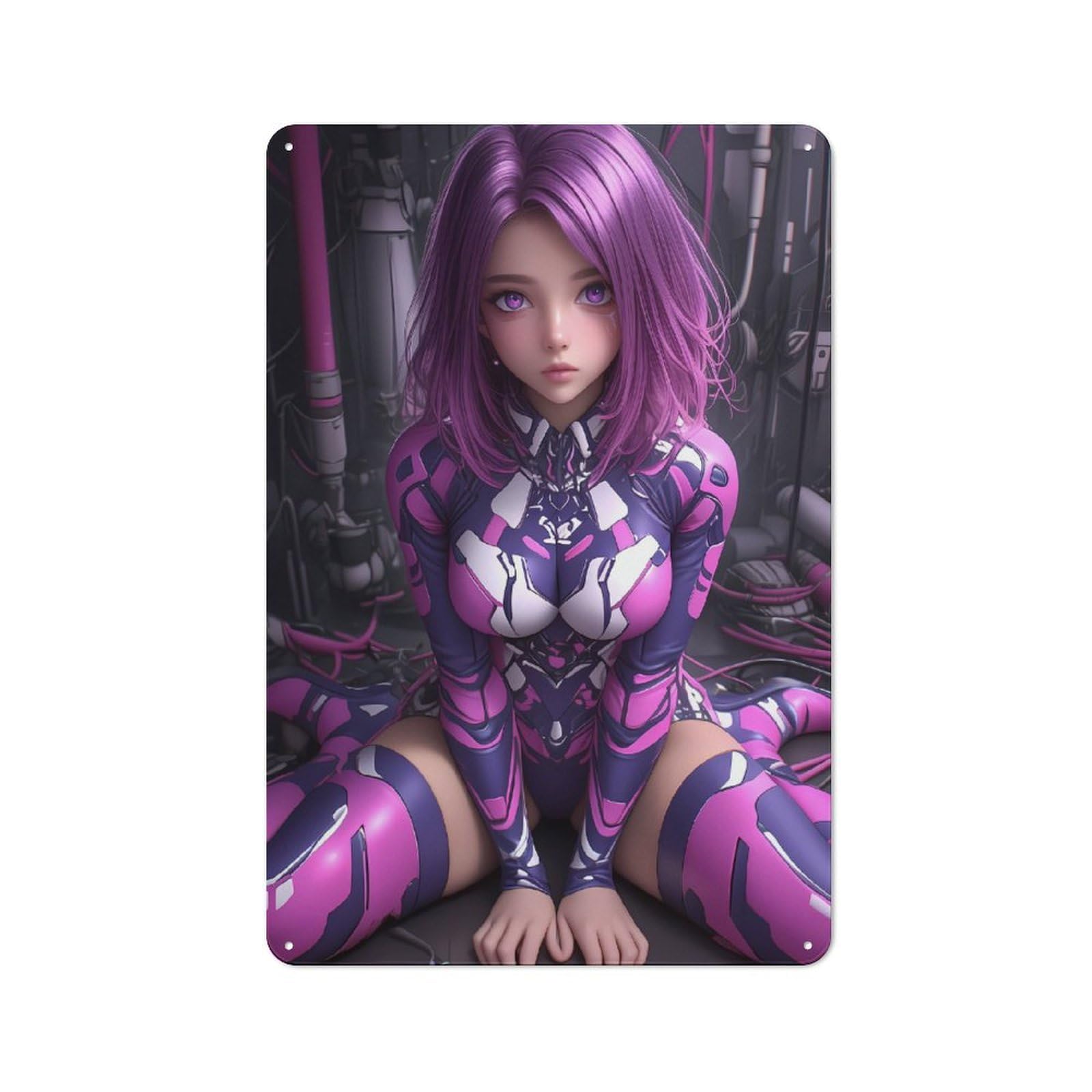 Junmoney Girls Style-12-1 Farmhouse Anime In Futuristic Suit Gaming Country Metal Sign 30X20cm, Cottage Wall Art For Farmhouse Kitchen, Pantry Or Dining Area