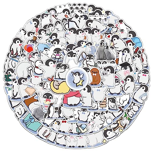 Pegatinas de Los Pingüinos,100 Piezas Impermeable Vinilo Pegatinas para Monopatín Portátil Equipaje Moto Bicicleta Guitarra Taza Botellas de Agua Casco,Watercolor Penguin Pegatinas para Niños y Niñas