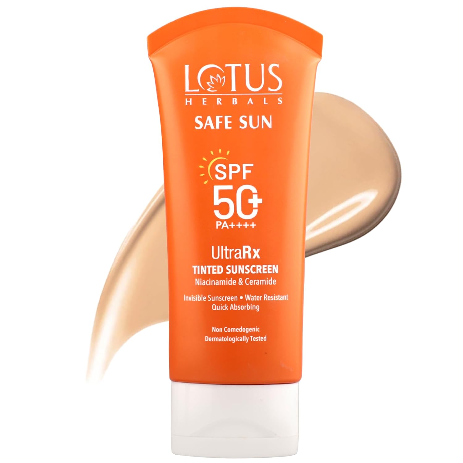 Lotus Herbals SafeSun UltraRx Tinted – S1 Sunscreen SPF 50+ and PA++++ For UV/Blue Filters, Broad Spectrum Protection with Niacinamide and Ceramide, Non Oily, Dermatologically Tested, For Oily, Dry, Combination Skin, 50g