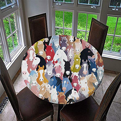 Chickwin-Shop Mantel Antimanchas Redondo 100 cm, Impermeables Manteles de Mesa Elastico Ajustable Mandala Manteles para Decoración Hogar Cocina Comedor Cumpleaños Jardín (para Mesa 80-90cm)