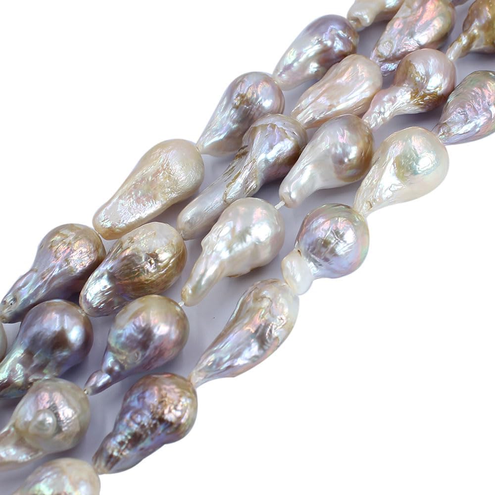 SR BGSJ Jewelry Making Natural 12-14x20-25mm Drop Mixed Reborn Edison Freshwater Pearl Freshwater Pearl Beads for Necklace Bracelet Earrings Strand 15"