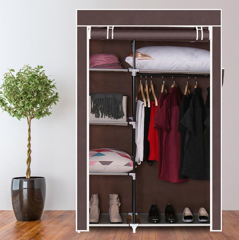 Armario portátil de 64 pulgadas para colgar ropa, organizador y almacenamiento, armario de tela no tejida, estante de almacenamiento de ropa con