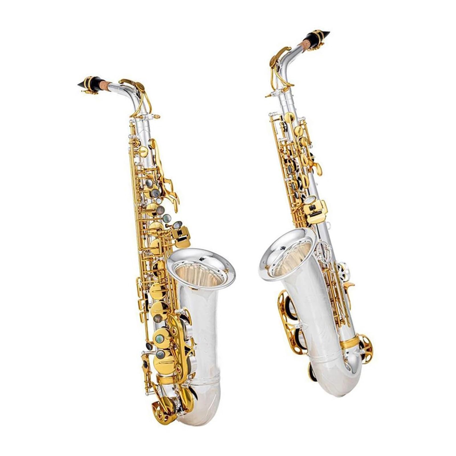 Sassofono Contralto In Mib Strumento In Ottone Placcato Argento E Oro Con Scatola Sassofono