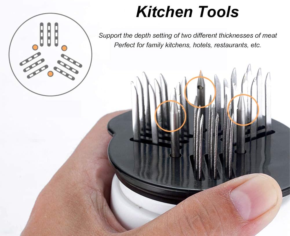 2 in 1 Professional Meat Tenderizer Injector Tool,Steak Marinade Seasoning Sauce Injector with Ultra Acute Needle Blades for Beef Chicken Veal Pork