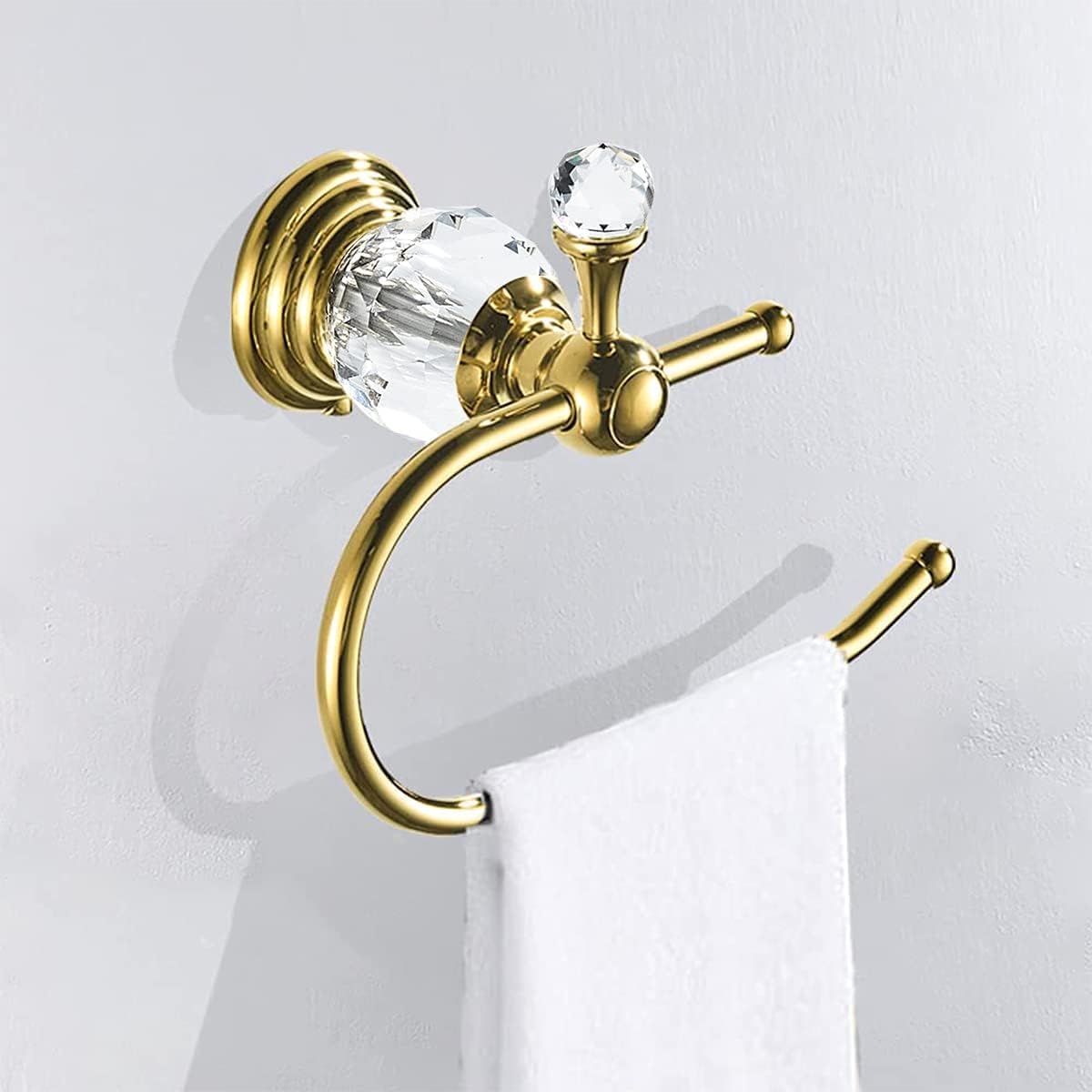WOLIBEER Crystal Towel Ring,Towel Holder Toilet Paper Holder Hand Towel Hook Wall Mounted 4 Pieces