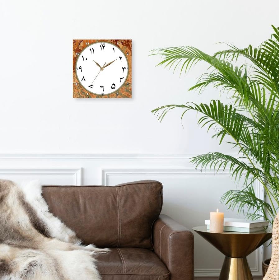 Miniatura 2 de 3dRose Reloj de pared silencioso  10 pulgadas  Reloj Urdu con números urdu  Arte paquistaní indio vintage  Diseños árabes