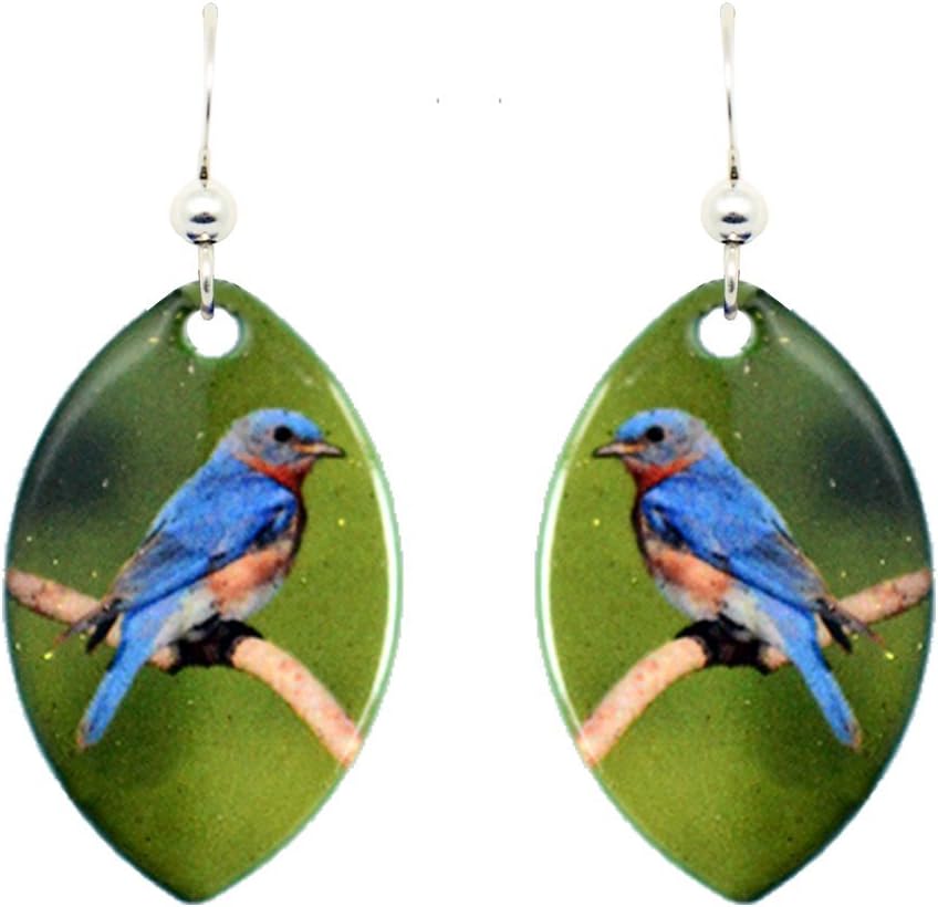 Eastern Bluebird Earrings by d'ears Non-Tarnish Sterling Silver French Hook Ear Wire