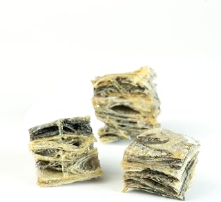 SKIPPER'S Crunchy Cod Fish Skin Cubes - All Natural & Single Ingredient Baked Cod Skin Dog Treats, Rich in Omega 3, Hypoallergenic Crunchy Bites, Gluten Free Treat Great for Cleaning Teeth | (7.05 Oz)