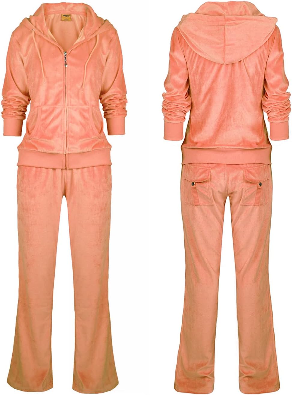 Velour Sweatsuits for Women Casual Zip Up Hooded Jackets and Long Pants 2 Pieces Outfits Sets - Image 4