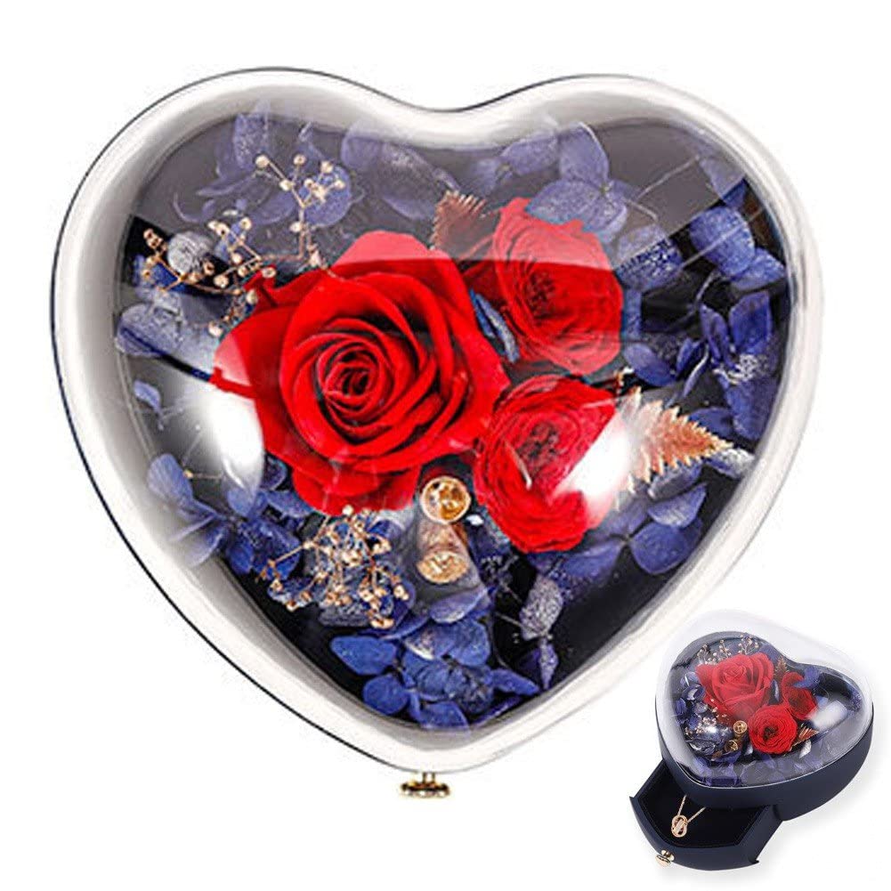 Fleurs de Noël et rose rouge stabilisée pour idée cadeau anniversaire femme