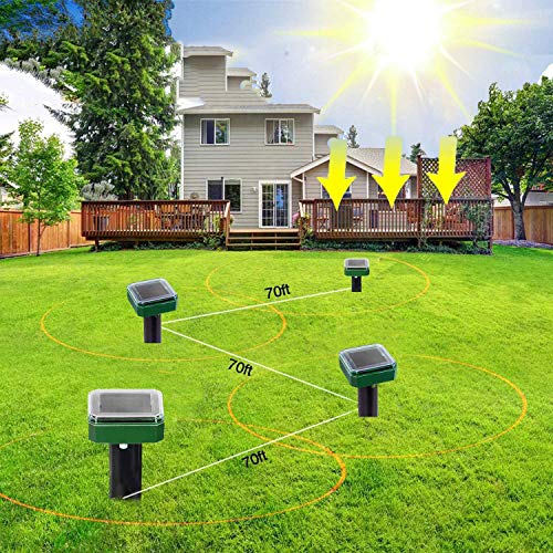 image for CUAU Solar Sonic Mole Repellent,4 Pack,Ultrasonic & Solar Powered Repe