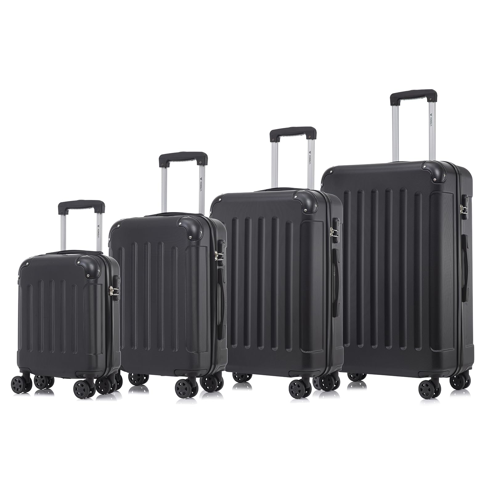 yonsly Koffer Suitcase, Trolley Reisekoffer, Rollkoffer Handgepäck mit 4 Rollen 360°, ABS Hartschalen, Sicherheitsschloss, Weicher Gummigriff, 210D-Futter