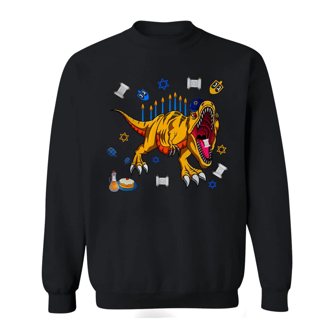T-Rex Dinosaur Menorah Funny Cool Hanukkah Chanukah T-Rex Dinosaur Menorah Jewish Lover Sweatshirt