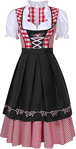 Miniatura 3 de XIANNV - Vestido de tirolesa bávara alemana, 3 piezas, disfraz de carnaval para Halloween, fiesta de cosplay