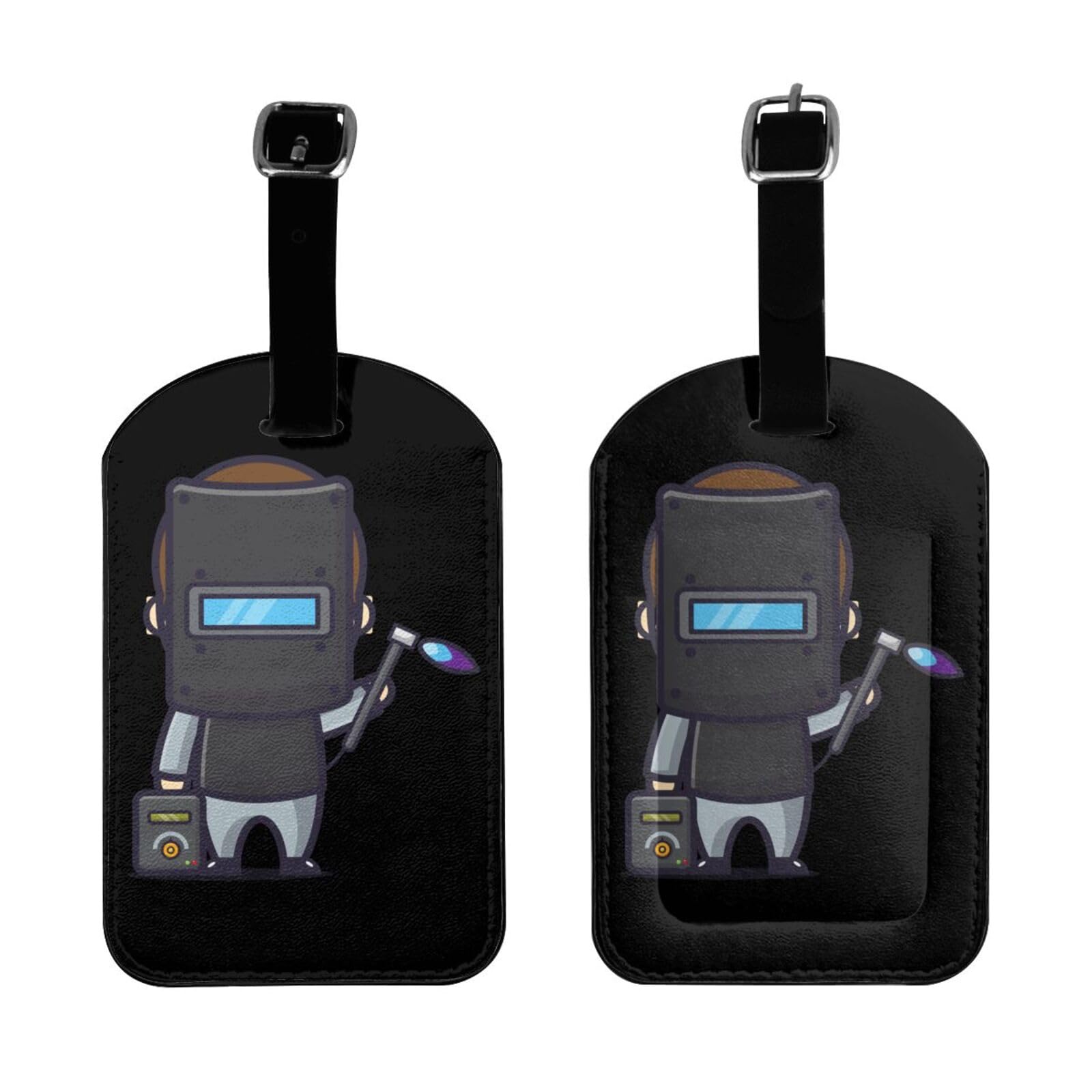 Cute Welder Luggage Tags for Suitcases PU Leahter Luggage Tag with Privacy Protection Bag Tags Cute Women Men Travel Bag Luggage Accessories