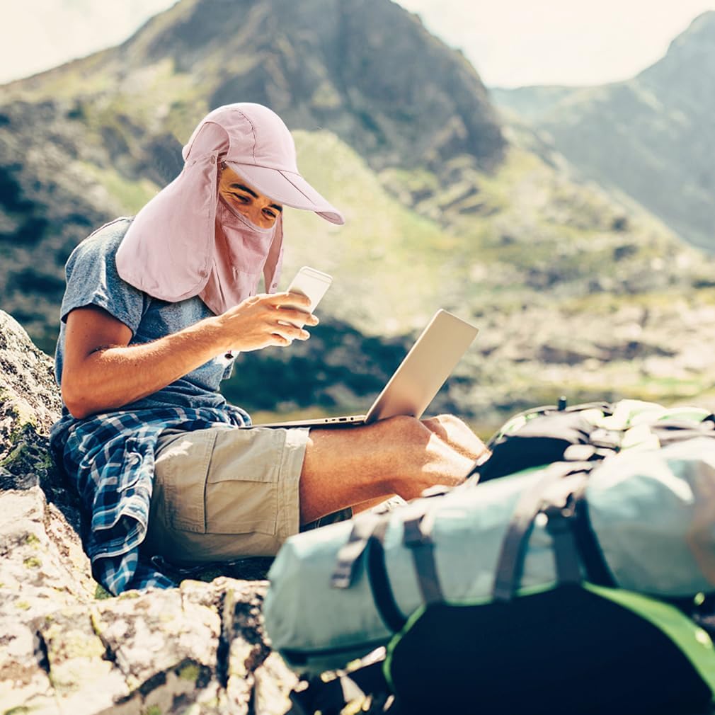 Foldable Sun Cap, Fishing Hats, UPF 50+ Protection Caps with Face Mask Neck Flap - Image 6