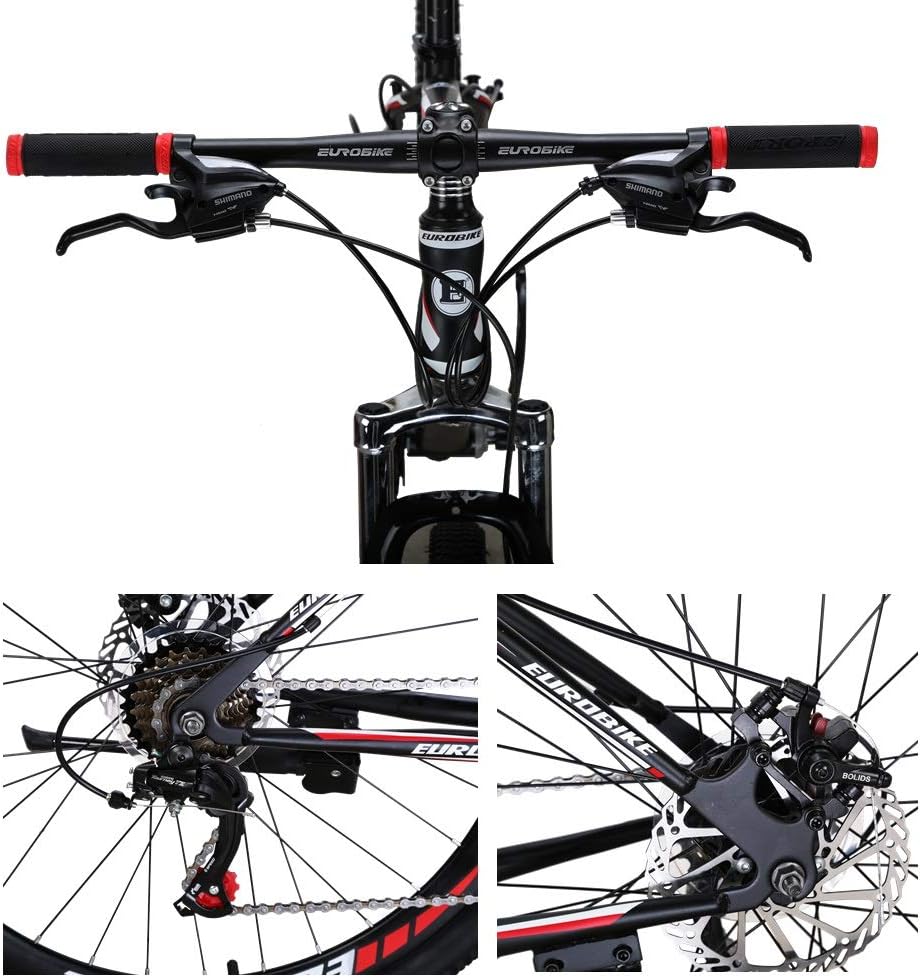 Eurobike Bikes X1 27.5 Inches Muti Spoke Wheels 21 Speed Mountain Bike Dual Disc Brake Bicycle BlackRed : Sports & Outdoors