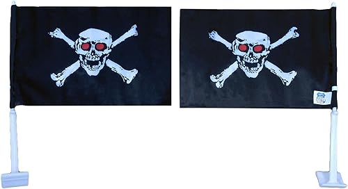 Premium 12 Pack Pirate Red Eyes 12"x18" Double Sided Rough Tex Knit Nylon Car Flag disponible en Yaxa Peru