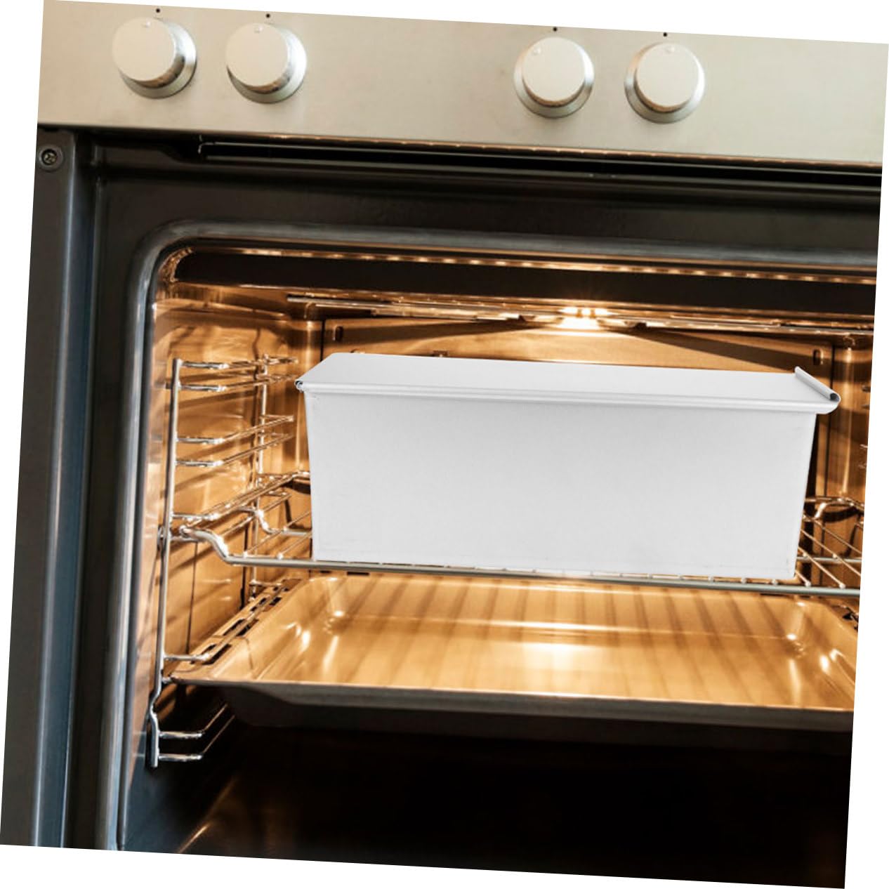 GLEAVI Teglia per Pane Tostato in Lega di Alluminio Antiaderente con Coperchio e Copertura Scorrevole, per Cottura e Toast