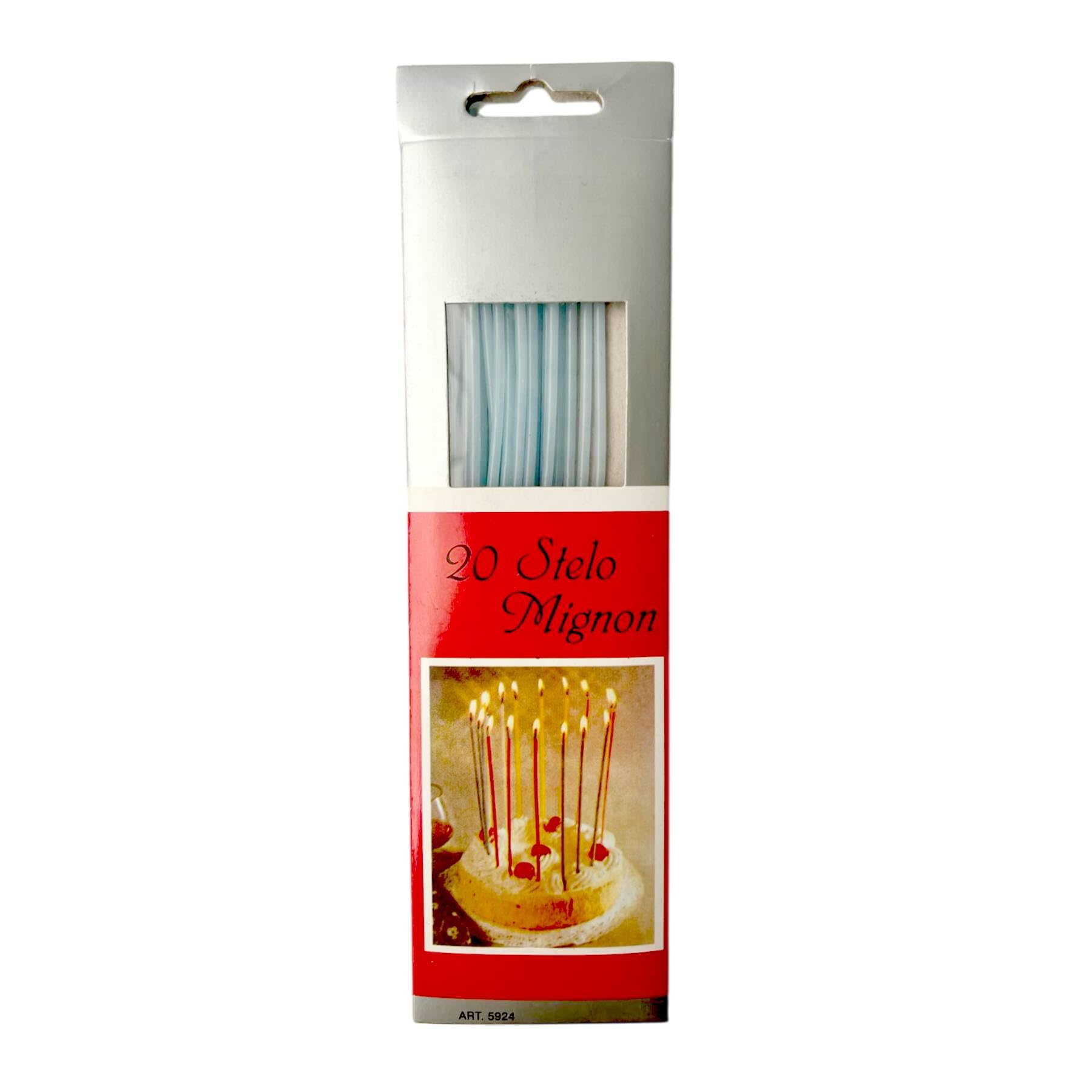 Pack of 20 Mignon Stem Birthday Candles – Light Blue Cereria Di Giorgio