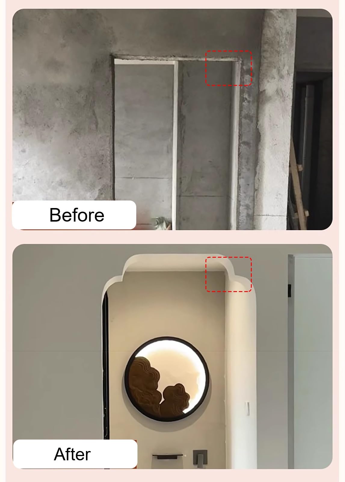 Kit de arco de puerta redondeado – espuma, borde precurvado pintable para sala de estar, moldura superior de medio círculo para decoración del hogar