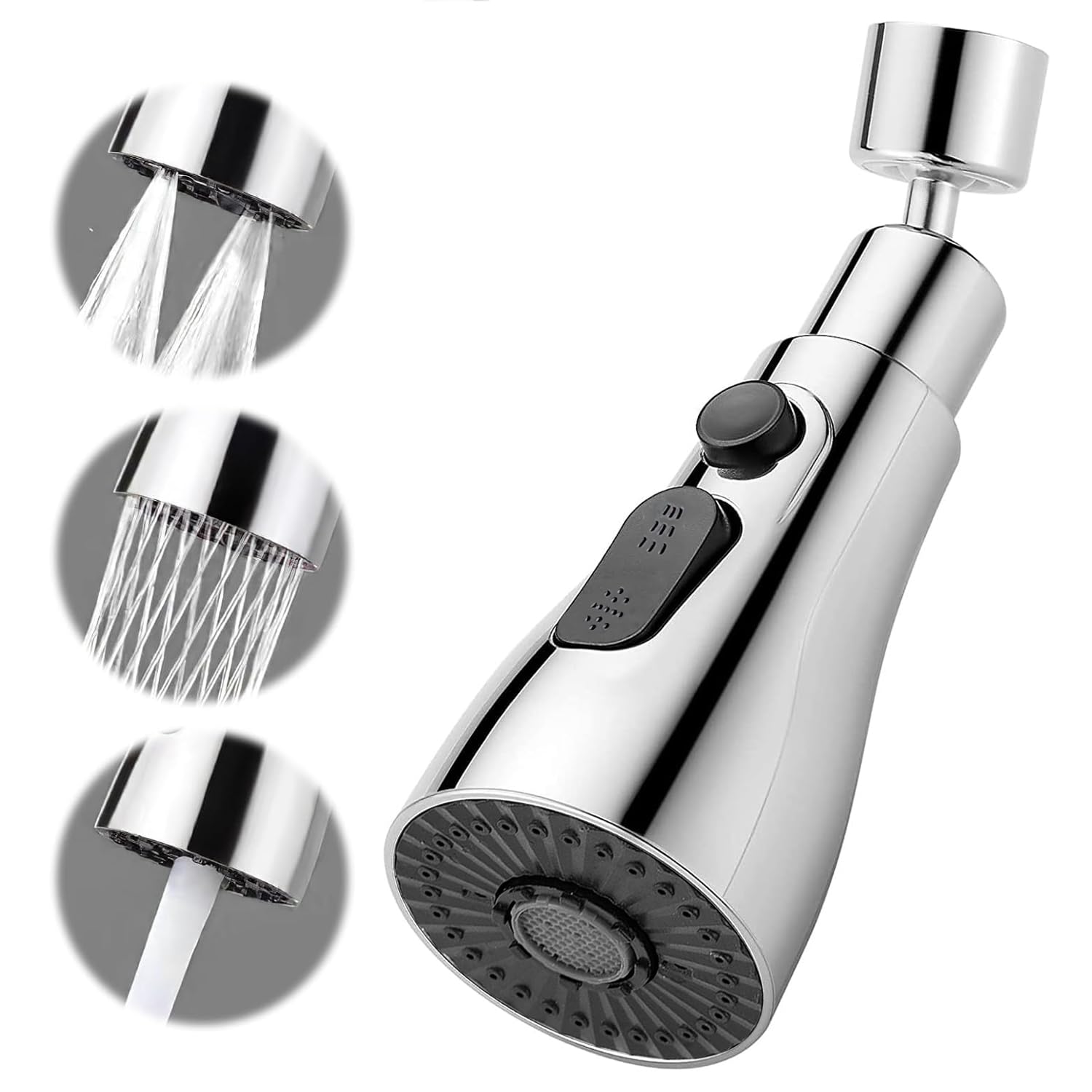 QZKJQDD Kitchen Tap Spray Head, 3 Function 360° Swivel Spout Tap Extender with Adapter Accessories Universal Sink Tap Spray Head Attachment Faucet Extension Adapter Faucet Aerator for Kitchen Sink