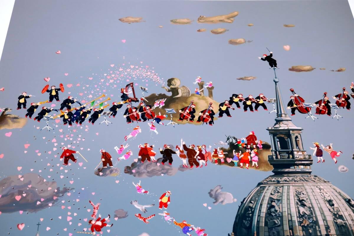 【ヒロ・ヤマガタ】　山形博導　　パリスオーケストラ　　シルクスクリーンシート Amazon.co.jp: 真作 ヒロ ヤマガタ 「パリスオーケストラ」 山形