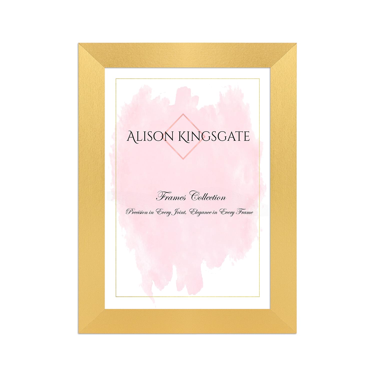 Alison Kingsgate Modern A4 Gold Picture Frame - Engineered Wood Photo Frame with Shatterproof Perspex Front - Ideal for Posters, Certificates & Artwork