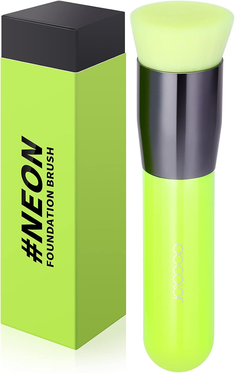Stichting Borstel Docolor Flat Top Kabuki Foundation Make-up Borstel, Synthetische Professionele Gezicht Blush Vloeibaar Poeder Mengen Mineraal, Crème of vlekkeloze Poeder Make-up Gereedschap, Neon Groen