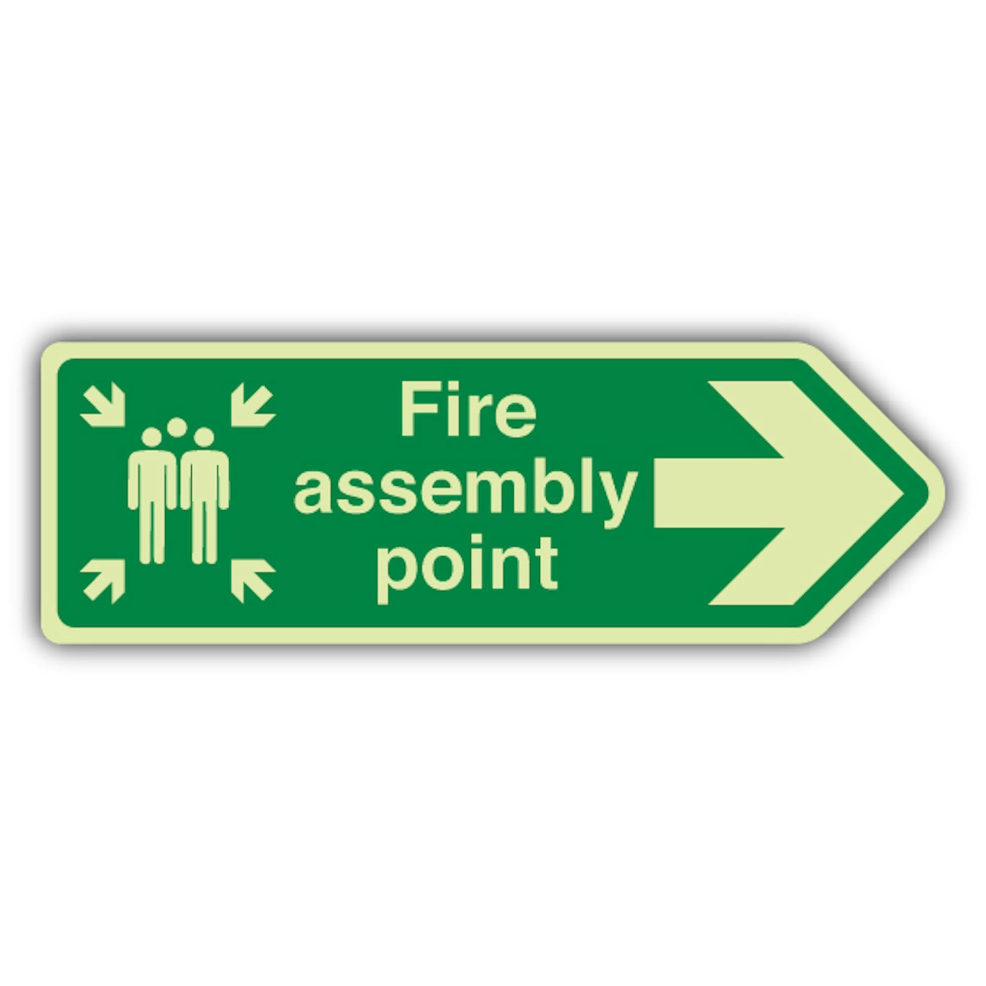 V Safety - Señal de flecha derecha que brilla en la oscuridad, 750 x 250 mm, vinilo autoadhesivo de triple brillo, señalización de seguridad contra incendios, fabricado en Gran Bretaña