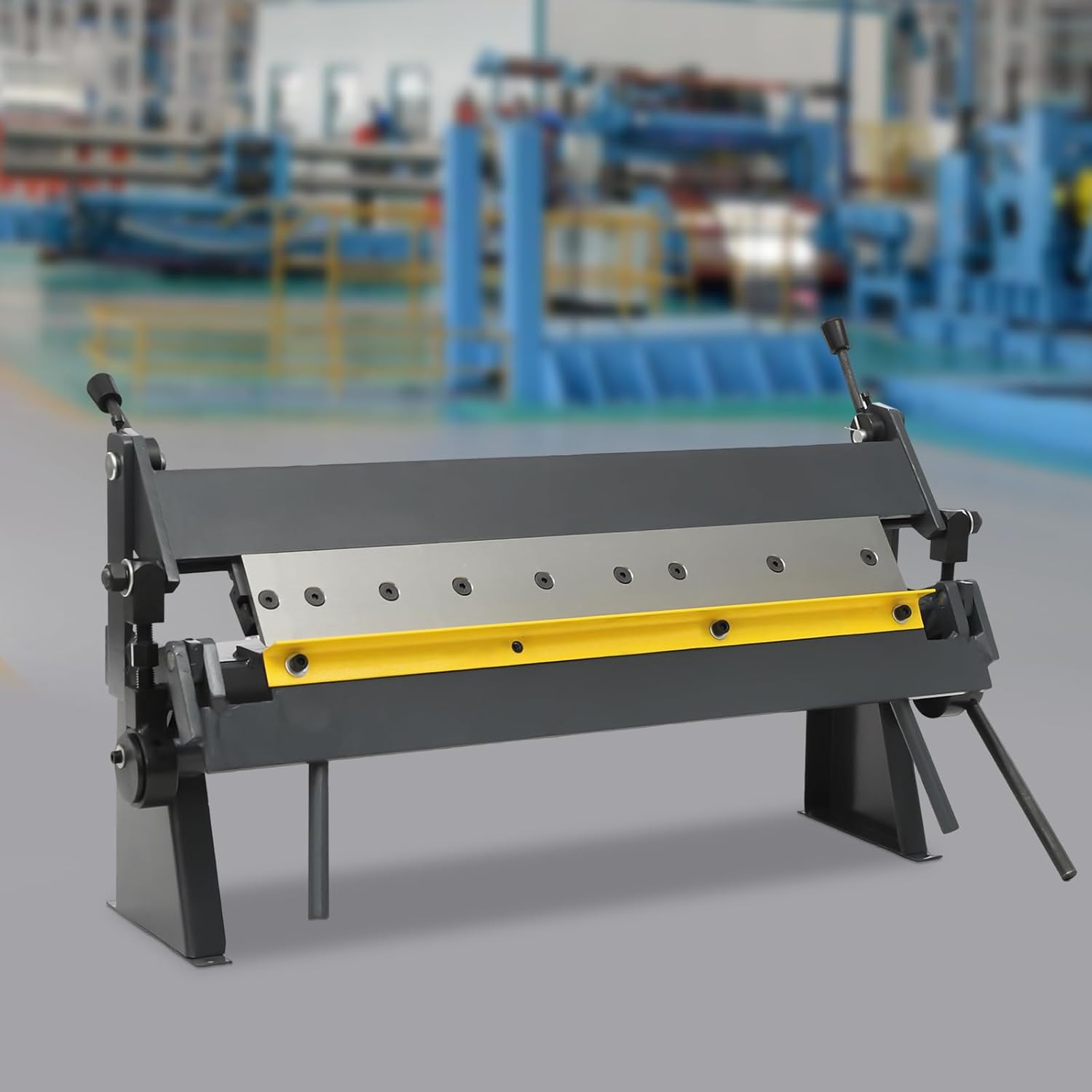 Sheet Metal Brake, 24 inch Pan and Box Brake Sheet with Removable Fingers, Metal Precision Pan and Box Metal Brake with 5 Size Fingers-1", 2", 3",8", 10", Floor Standing Metal Hand Brake