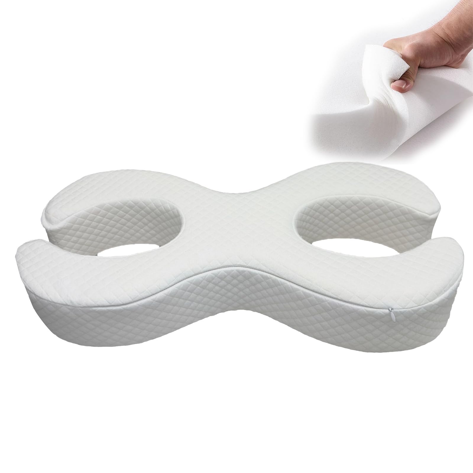 Almohada Viscoelástica Antiarrugas, Almohada Ergonómica para Dormir de Lado, Espalda y Estómago, Almohada Cervical con Diseño en U de Espuma Viscoelástica, 55x27x9cm