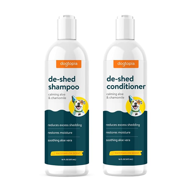 Shampoo e Condicionador para Cães Dogtopia De-Shed com Aroma de Melancia, 2 x 480 mL