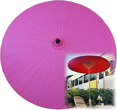 2M Garden Parasol, Outdoor Handmade Oilcloth Umbrella, Vintage Bamboo Round Parasol, Large Outdoor Home Sun Shade Sun Umbrella, Beach Umbrella Protection UV, Waterproof